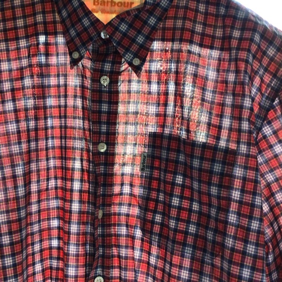 Barbour Men's Plaid Shirt in Red and Blue - Picture 14 of 14